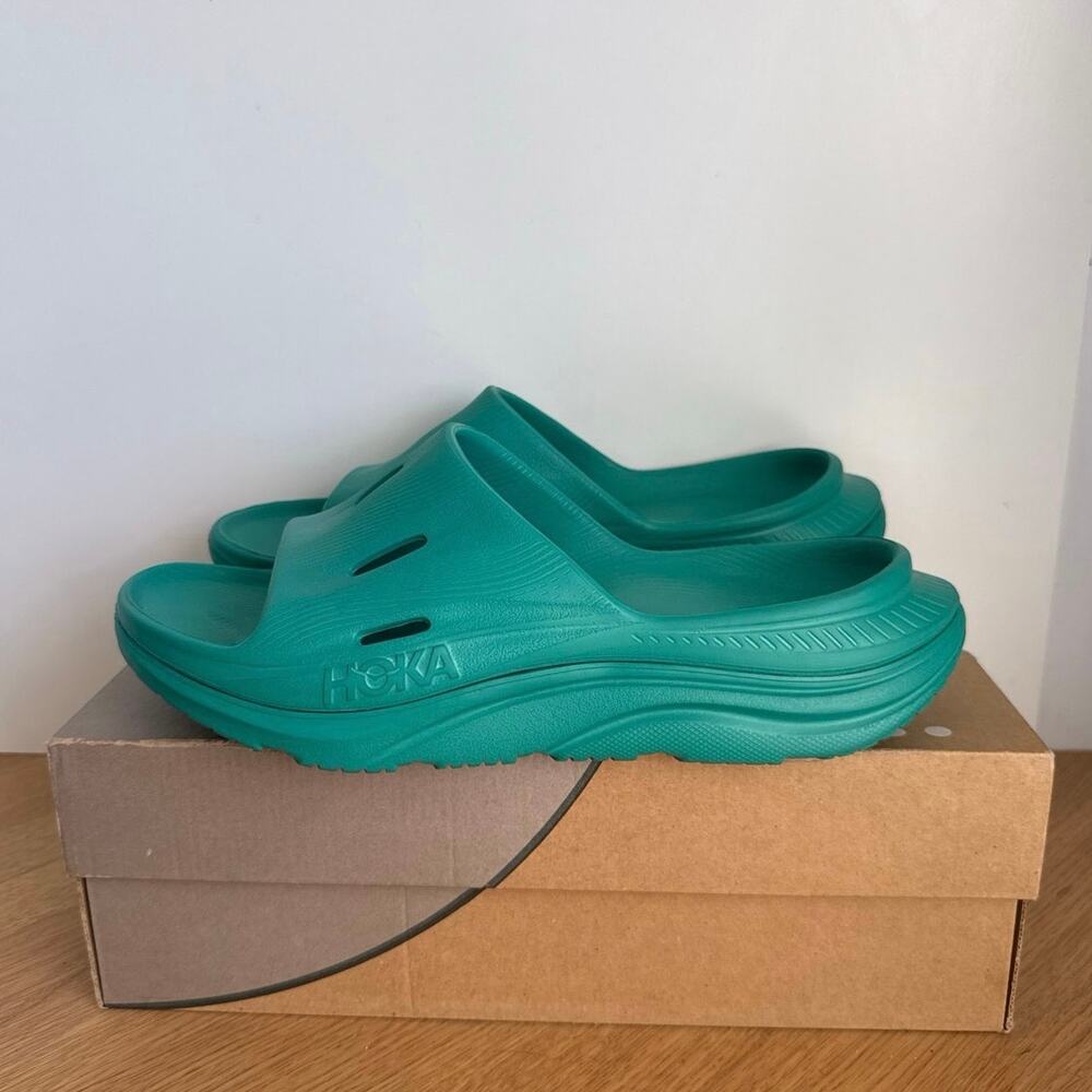 HOKA ONE ONE Ora ‘Green’ Recovery Slip On Sandals Unisex - SZ M 9- W 11 - Picture 4 of 9